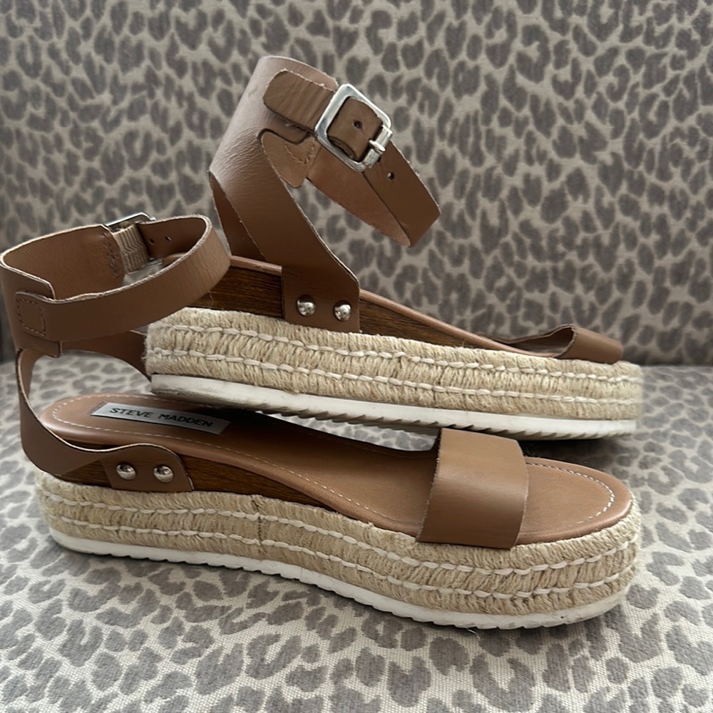 Steve Madden Tan Platform Espadrilles